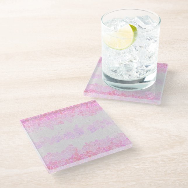 Funky Boho Abstract Mosaic Pomosexual Pride Flag Glass Coaster (Angled)