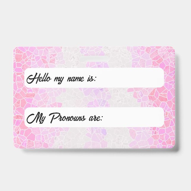 Funky Boho Abstract Mosaic Pomosexual Pride Flag ID Badge (Front)