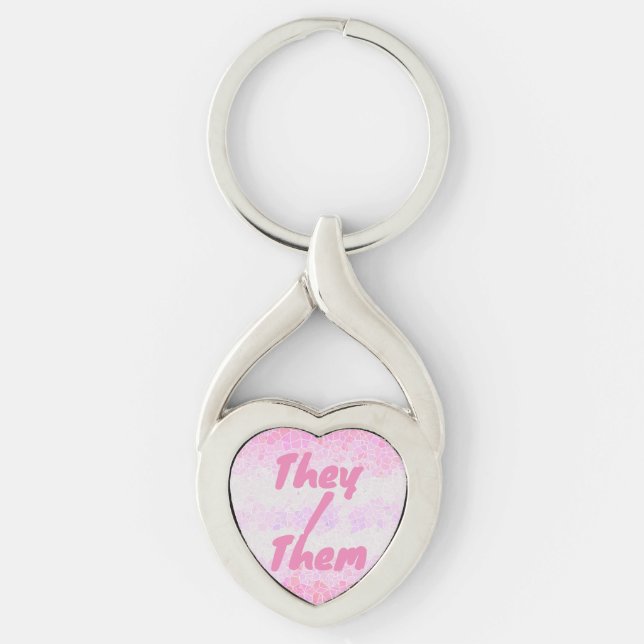 Funky Boho Abstract Mosaic Pomosexual Pride Flag Key Ring (Front)