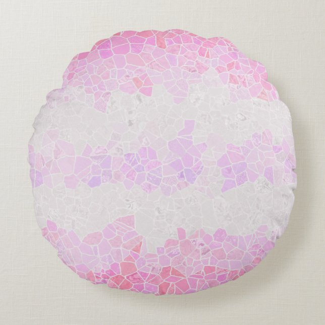 Funky Boho Abstract Mosaic Pomosexual Pride Flag Round Cushion (Front)