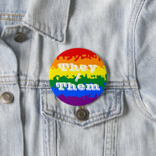 Funky Boho Customisable Pronoun Gay Pride Flag 7.5 Cm Round Badge