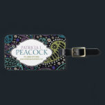 Funky Boho Hippie Peacock Paisley Personalised Luggage Tag<br><div class="desc">Add your first and last name, and contact details to create your personalised bag tag! Retro style paisley pattern background, given a funky modern look with bold and vibrant accent colours inspired by a peacock feather palette of rich purples, blues, and greens! This personalised luggage tag also has a fancy...</div>