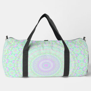 Funky Boho Muted Pastel Trippy Hippie Mandala Duffle Bag