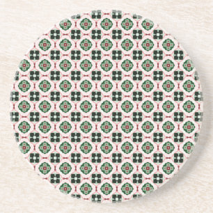 Funky Boho Retro Cute Abstract Christmas Pattern Coaster
