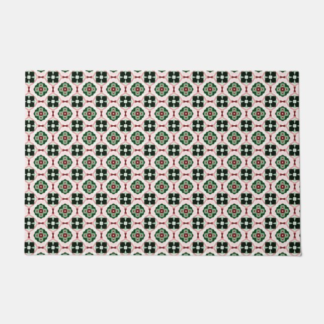 Funky Boho Retro Cute Abstract Christmas Pattern Doormat (Front)