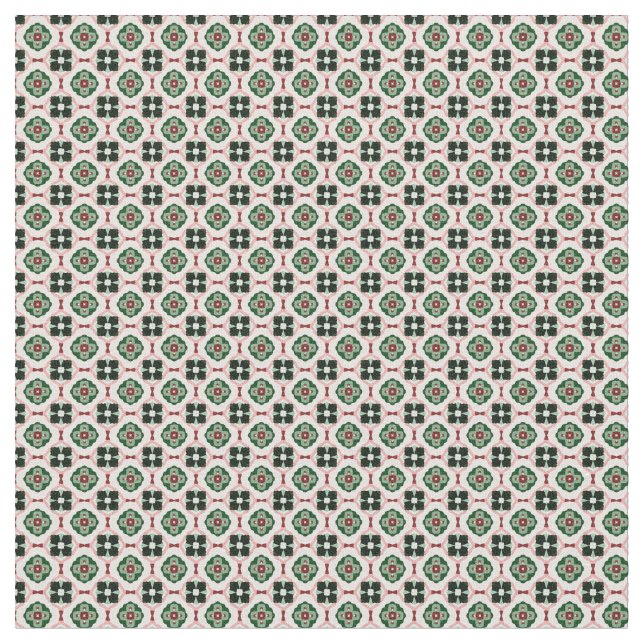 Funky Boho Retro Cute Abstract Christmas Pattern Fabric (Close Up)