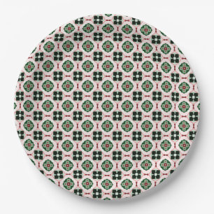 Funky Boho Retro Cute Abstract Christmas Pattern Paper Plate