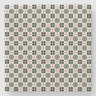 Funky Boho Retro Cute Abstract Christmas Pattern Stone Coaster