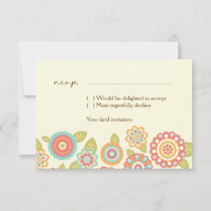 Funky Boho Retro Flowers Wedding Invitation