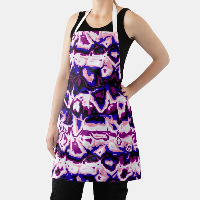 Funky Boho Retro Marbled Stripes Genderfluid Pride Apron (Insitu)