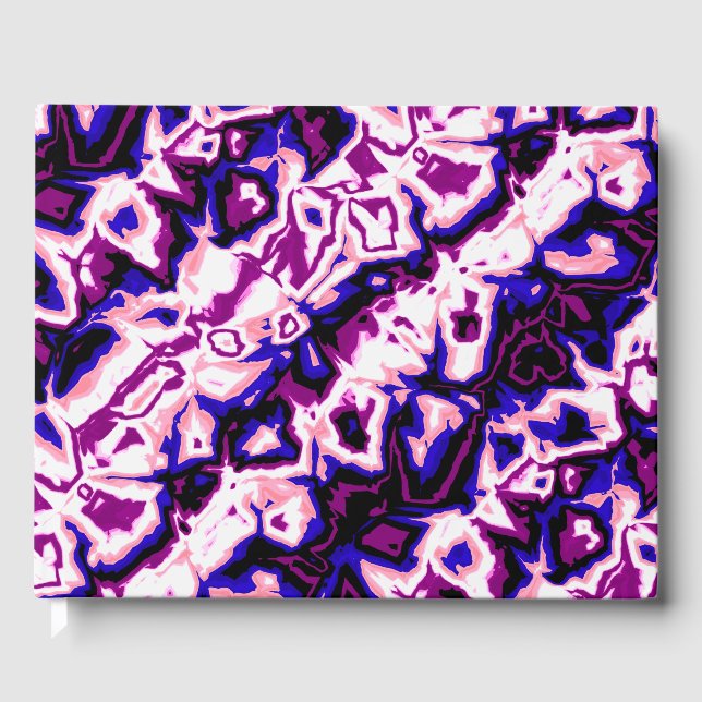 Funky Boho Retro Marbled Stripes Genderfluid Pride Guest Book (Front)