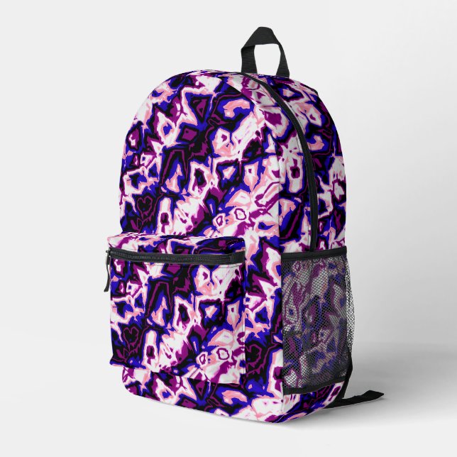 Funky Boho Retro Marbled Stripes Genderfluid Pride Printed Backpack (Back Corner Right)