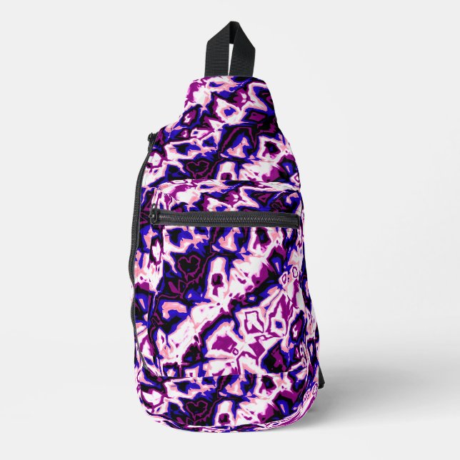 Funky Boho Retro Marbled Stripes Genderfluid Pride Sling Bag (Front)