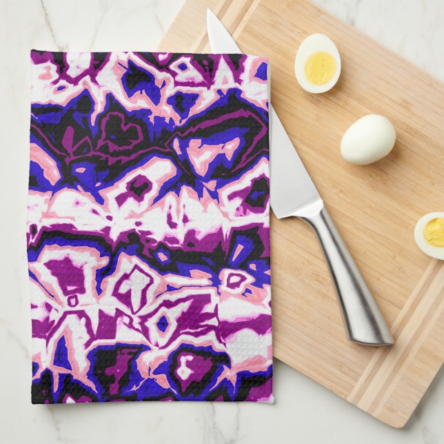 Funky Boho Retro Marbled Stripes Genderfluid Pride Tea Towel (Quarter Fold)
