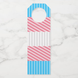 Funky Boho Stripe Abstract Transgender Pride Flag Bottle Tag