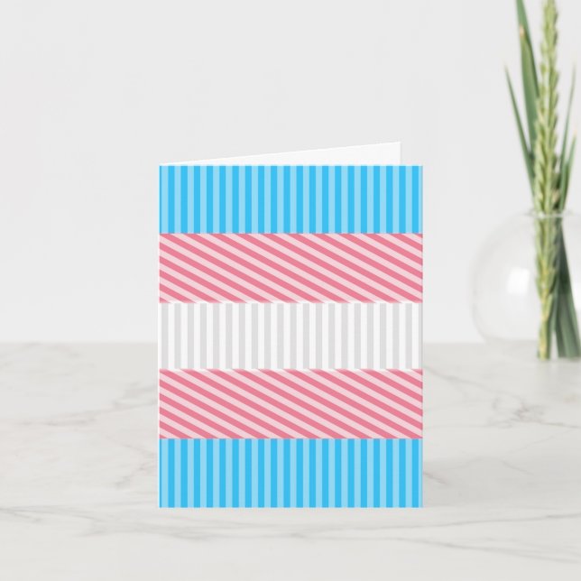 Funky Boho Stripe Abstract Transgender Pride Flag Card (Front)
