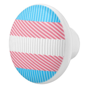 Funky Boho Stripe Abstract Transgender Pride Flag Ceramic Knob