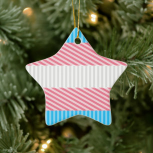 Funky Boho Stripe Abstract Transgender Pride Flag Ceramic Tree Decoration