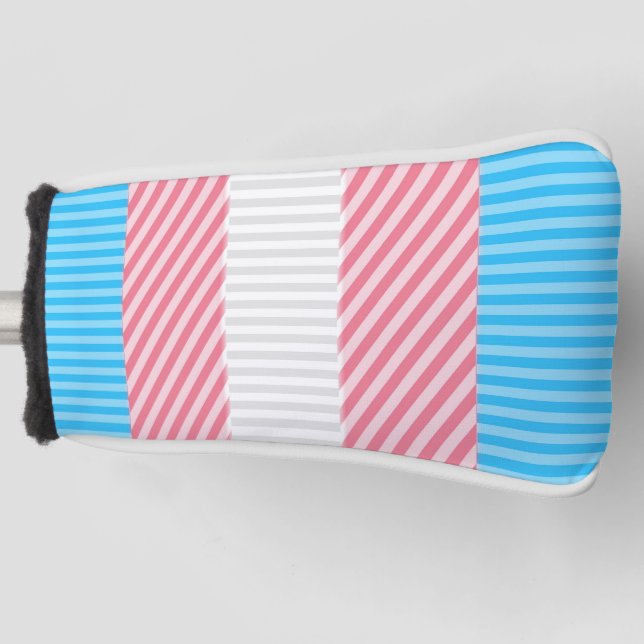 Funky Boho Stripe Abstract Transgender Pride Flag Golf Head Cover (Front)