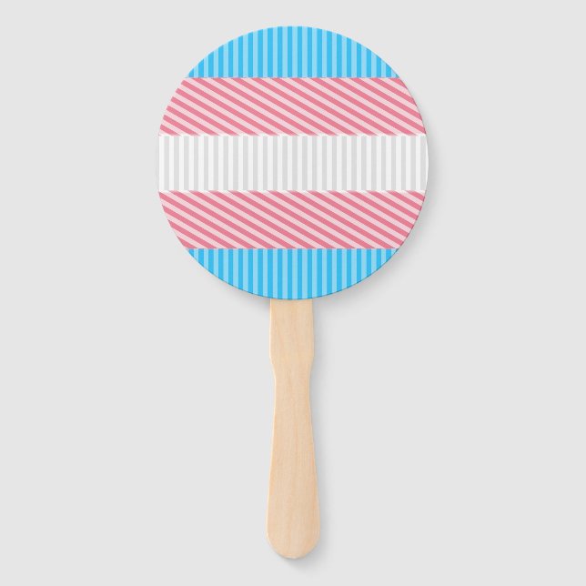 Funky Boho Stripe Abstract Transgender Pride Flag Hand Fan (Front)