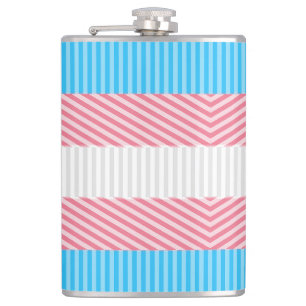 Funky Boho Stripe Abstract Transgender Pride Flag Hip Flask