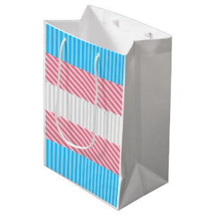 Funky Boho Stripe Abstract Transgender Pride Flag Medium Gift Bag