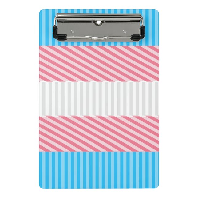 Funky Boho Stripe Abstract Transgender Pride Flag Mini Clipboard (Front)