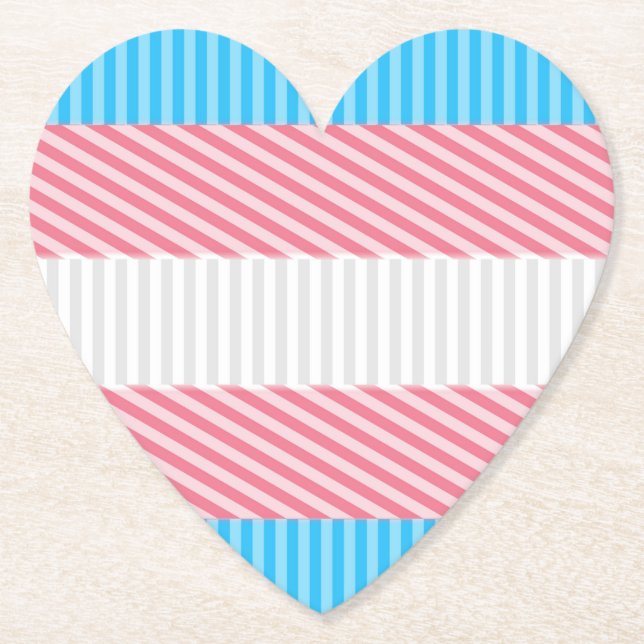 Funky Boho Stripe Abstract Transgender Pride Flag Paper Coaster (Front)