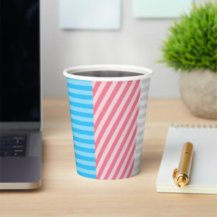 Funky Boho Stripe Abstract Transgender Pride Flag Paper Cups
