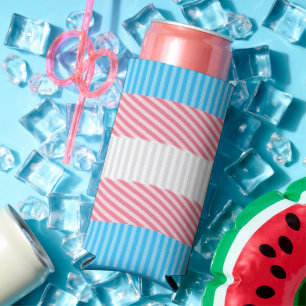 Funky Boho Stripe Abstract Transgender Pride Flag Seltzer Can Cooler