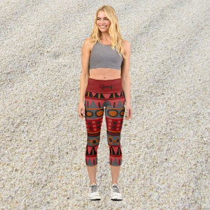 Funky Boho Tribal Pattern Capri Leggings