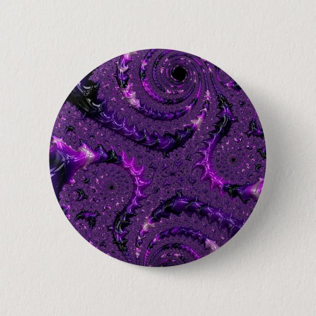 Funky Bold Boho Purple Digital Abstract Fractal 6 Cm Round Badge (Front)