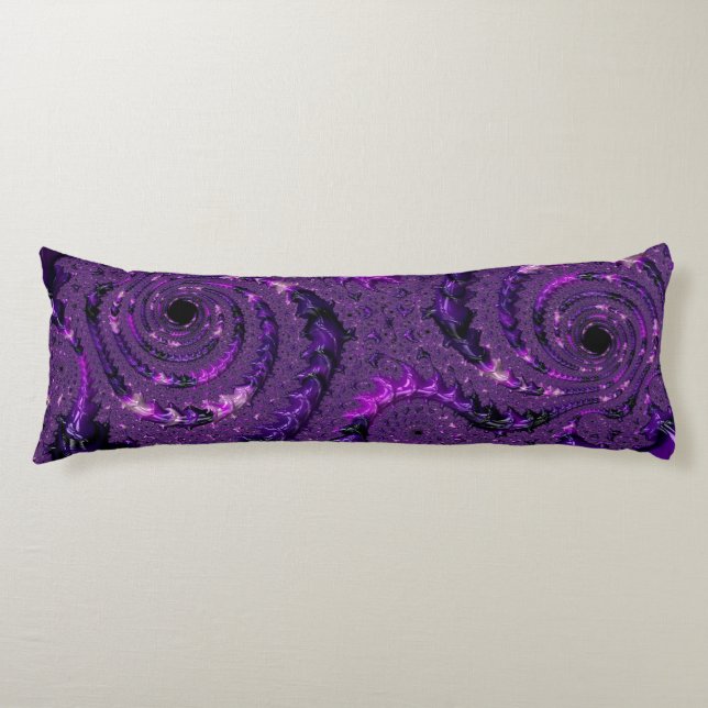 Funky Bold Boho Purple Digital Abstract Fractal Body Cushion (Front)