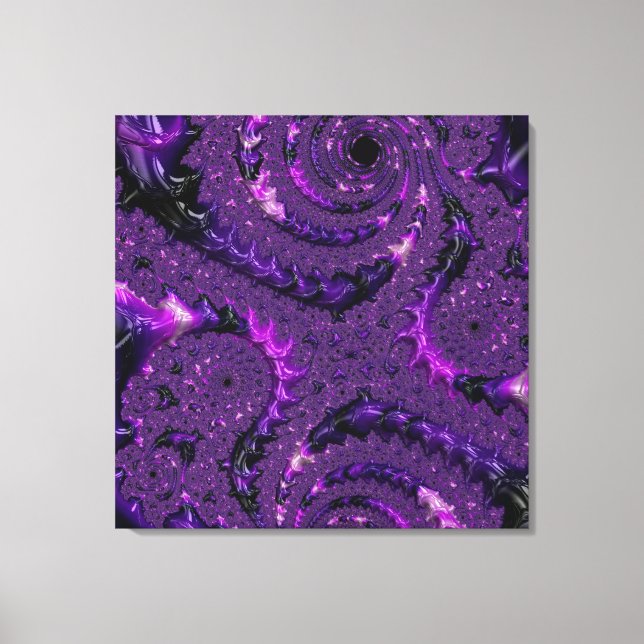 Funky Bold Boho Purple Digital Abstract Fractal Canvas Print (Front)