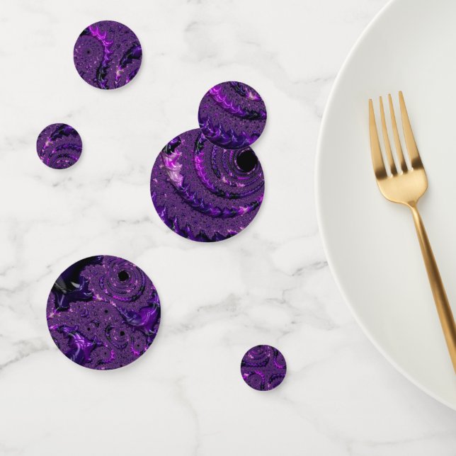 Funky Bold Boho Purple Digital Abstract Fractal Confetti (Group)