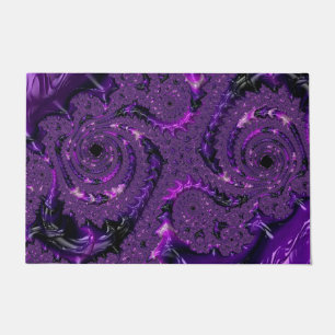 Funky Bold Boho Purple Digital Abstract Fractal Doormat