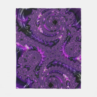Funky Bold Boho Purple Digital Abstract Fractal Fleece Blanket