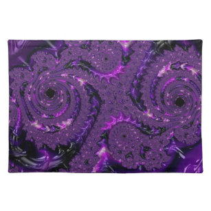 Funky Bold Boho Purple Digital Abstract Fractal Placemat