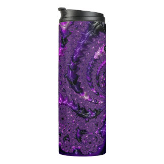 Funky Bold Boho Purple Digital Abstract Fractal Thermal Tumbler