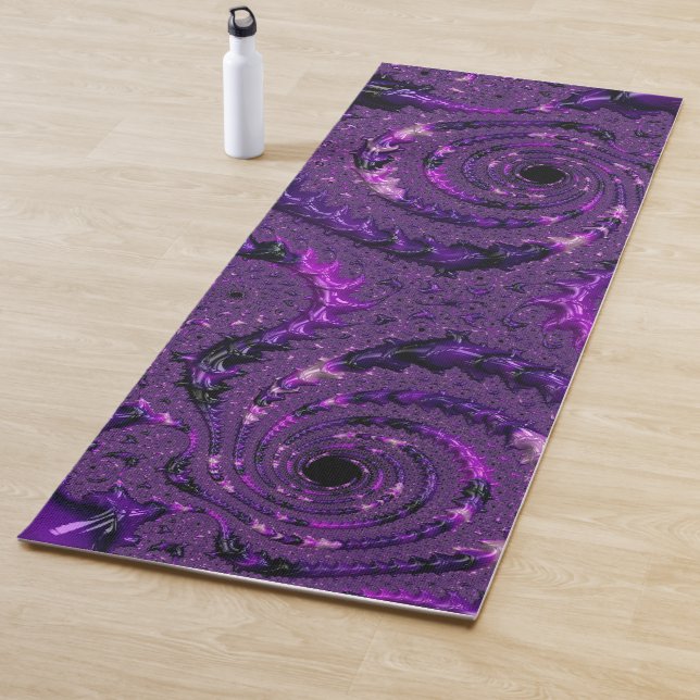 Funky Bold Boho Purple Digital Abstract Fractal Yoga Mat (In Situ)