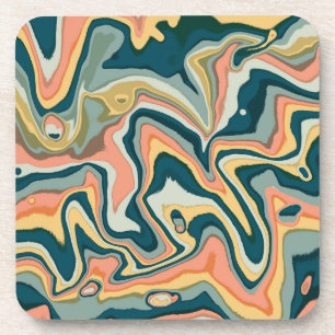 Funky Bold Colourful Artsy Marble Swirl Ebru Coaster