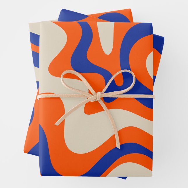 Funky Bold Colourful Liquid Swirl Abstract Pattern Wrapping Paper Sheet (In situ)