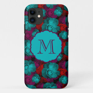 Funky Bold Roses Pattern Monogram iPhone 11 Case