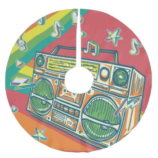 Funky Boom Box Colourful Design Brushed Polyester Tree Skirt