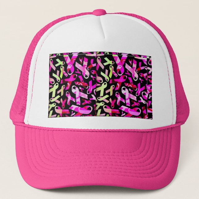 Funky Breast Cancer Ribbons Trucker Hat (Front)