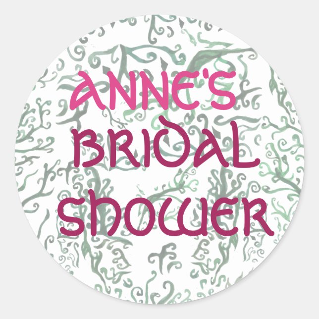 Funky  Bridal Shower Sticker (Front)