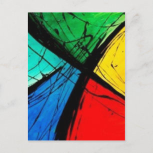 Funky Bright Abstract Art Painting Postcard