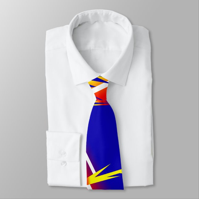 Funky Bright Abstract Art Thunder Tie (Tied)
