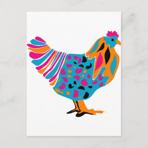 Funky Bright Chicken Postcard