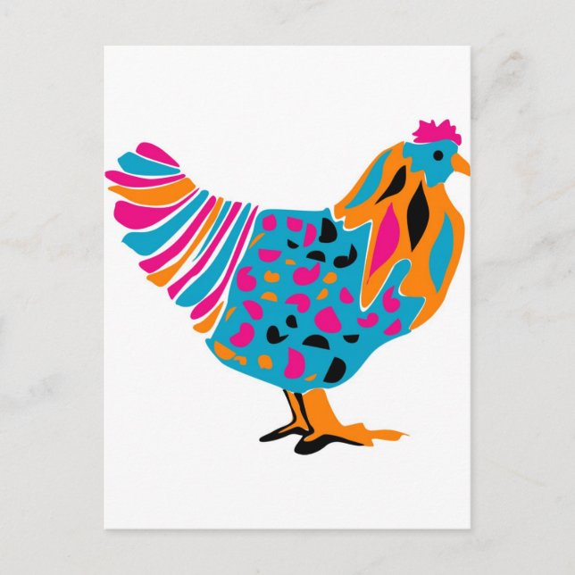 Funky Bright Chicken Postcard (Front)